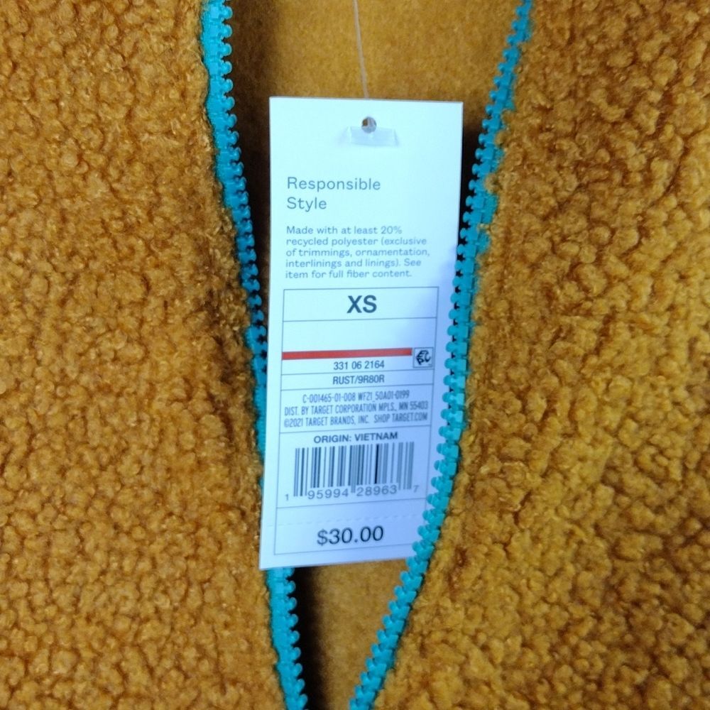 Women's Half-Zip Sherpa Anorak Hoodie Jacket -  Rust Color - Picture 3 of 8